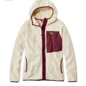 L.L. Bean Cream and Burgundy Teddy Jacket size s NWOT